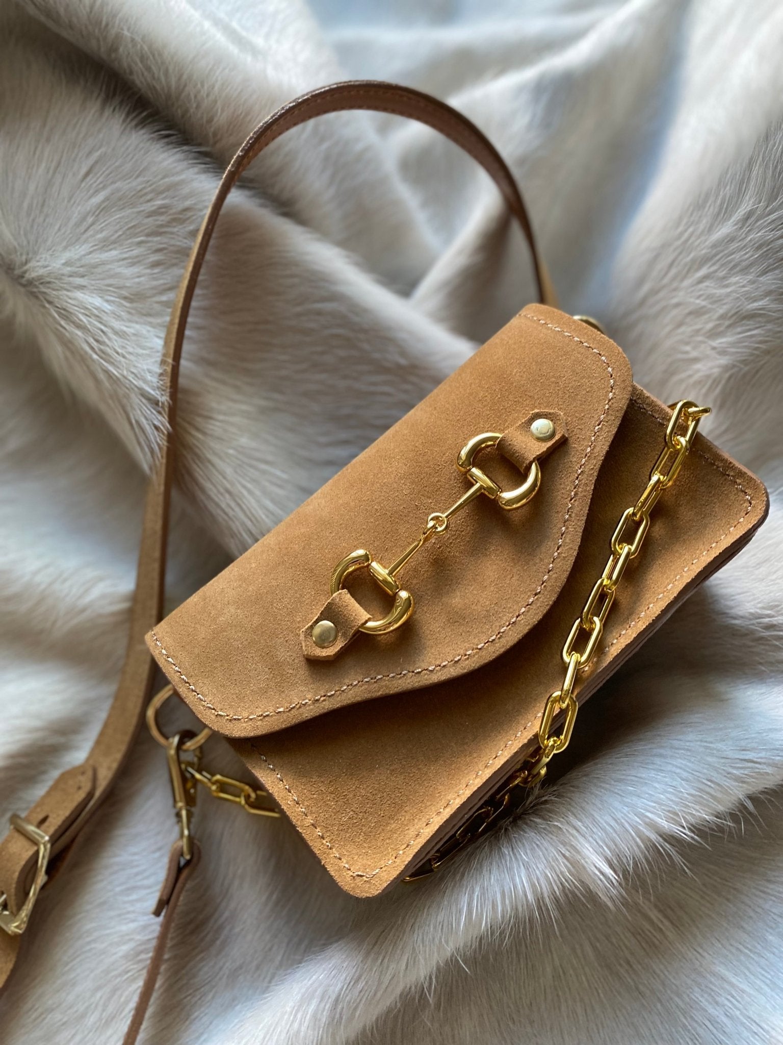 Camel Suede Bits Bum Bag - LovLeathers
