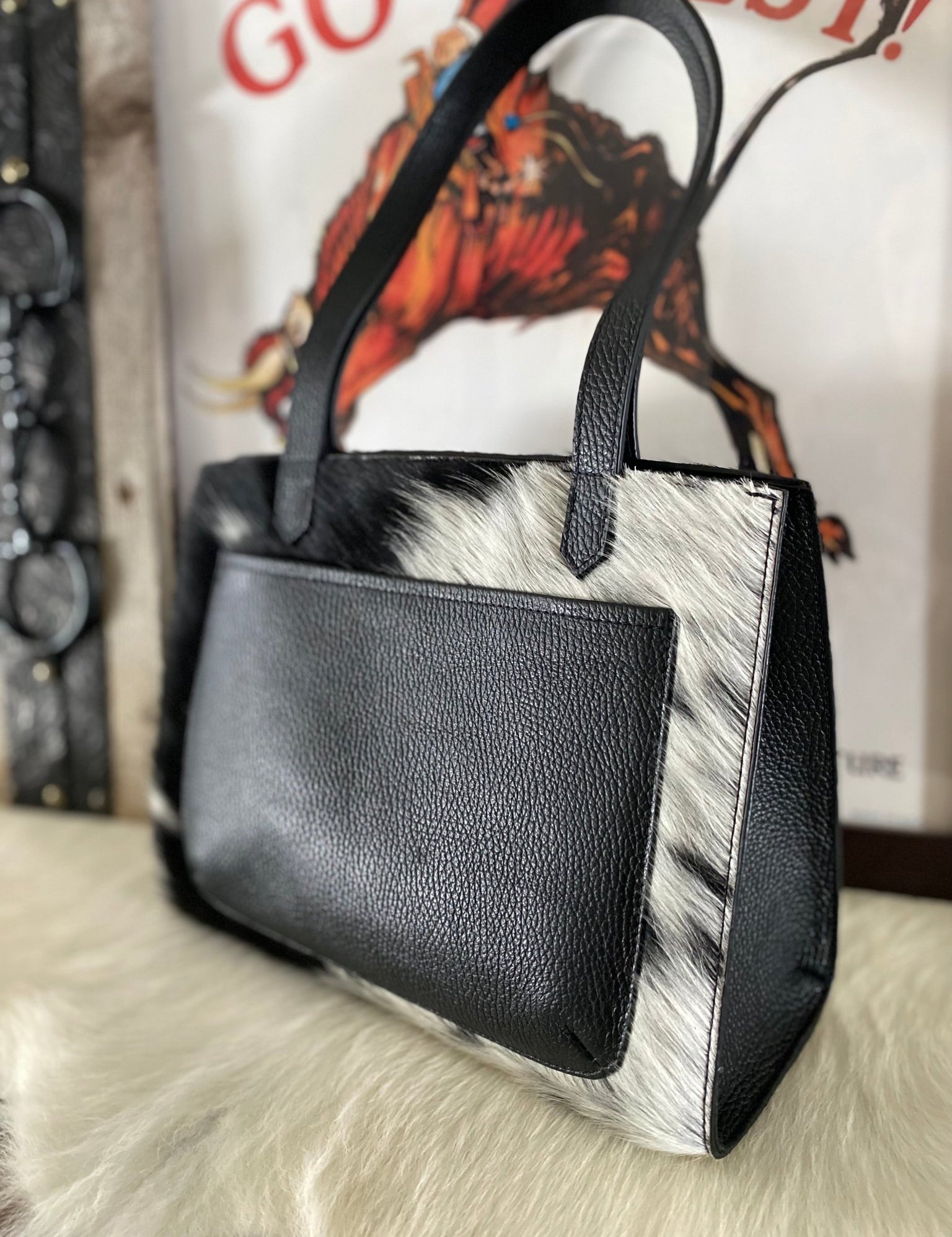 White Speckled Tote Bag Styled - LovLeathers