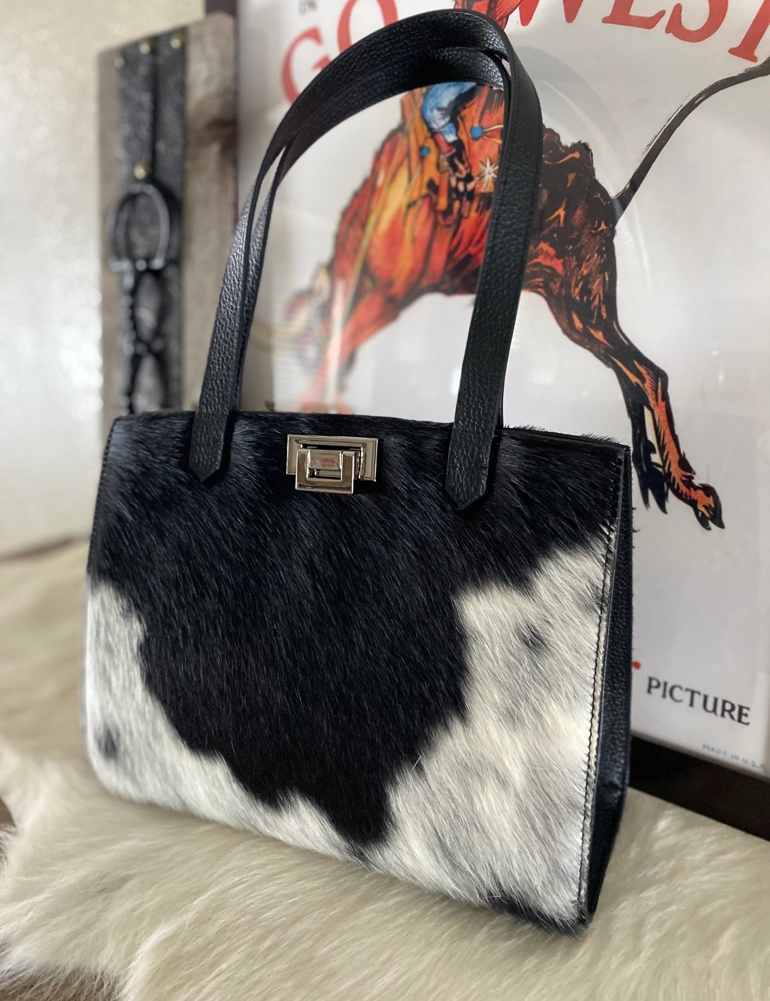 White Speckled Tote Bag Styled - LovLeathers