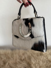Tricolor Cowhide Horseshoe Handbag