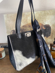 Black/White Speckled Tote Bag Styled