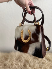 Tricolor Cowhide Lady Luck Handbag