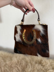 Tricolor Cowhide Lady Luck Horseshoe Handbag