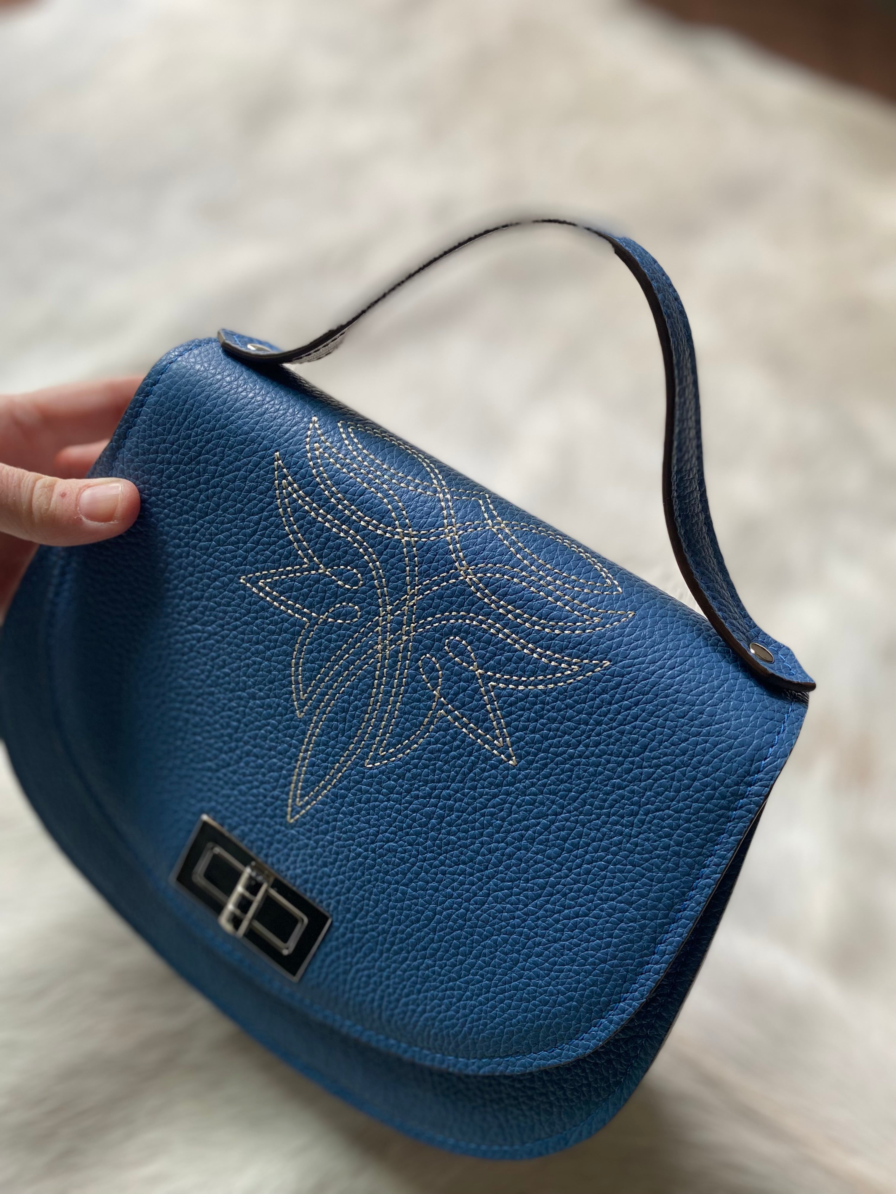 Boot Stitch Pioneer Handbag- Sky Blue