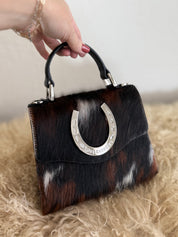 Tricolor Cowhide Lady Luck Horseshoe Handbag