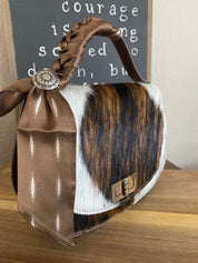 Styled Tricolor Cowhide Pioneer Leather Handbag
