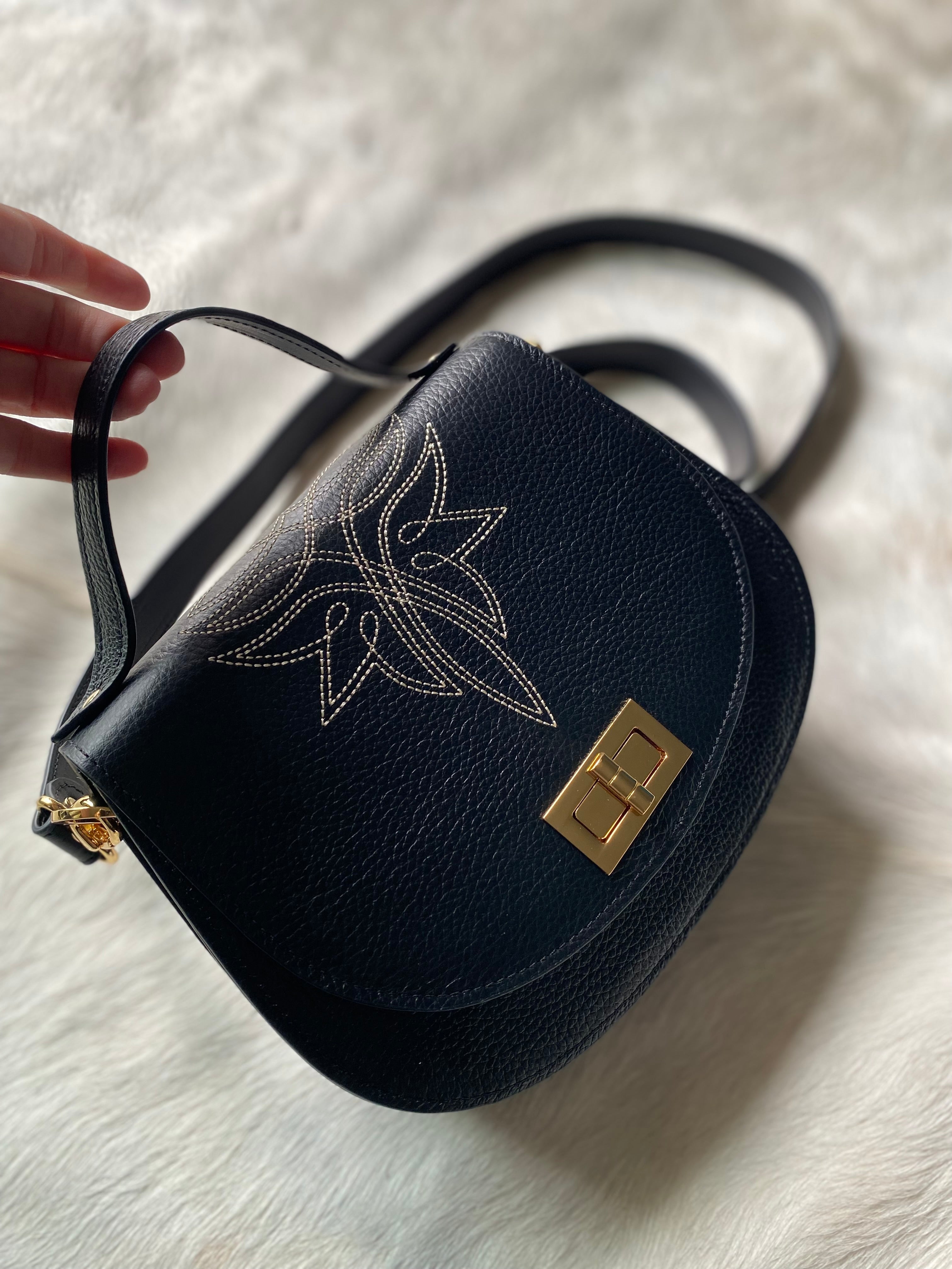 Boot Stitch Pioneer Handbag- Black