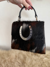 Tricolor Cowhide Lady Luck Horseshoe Handbag
