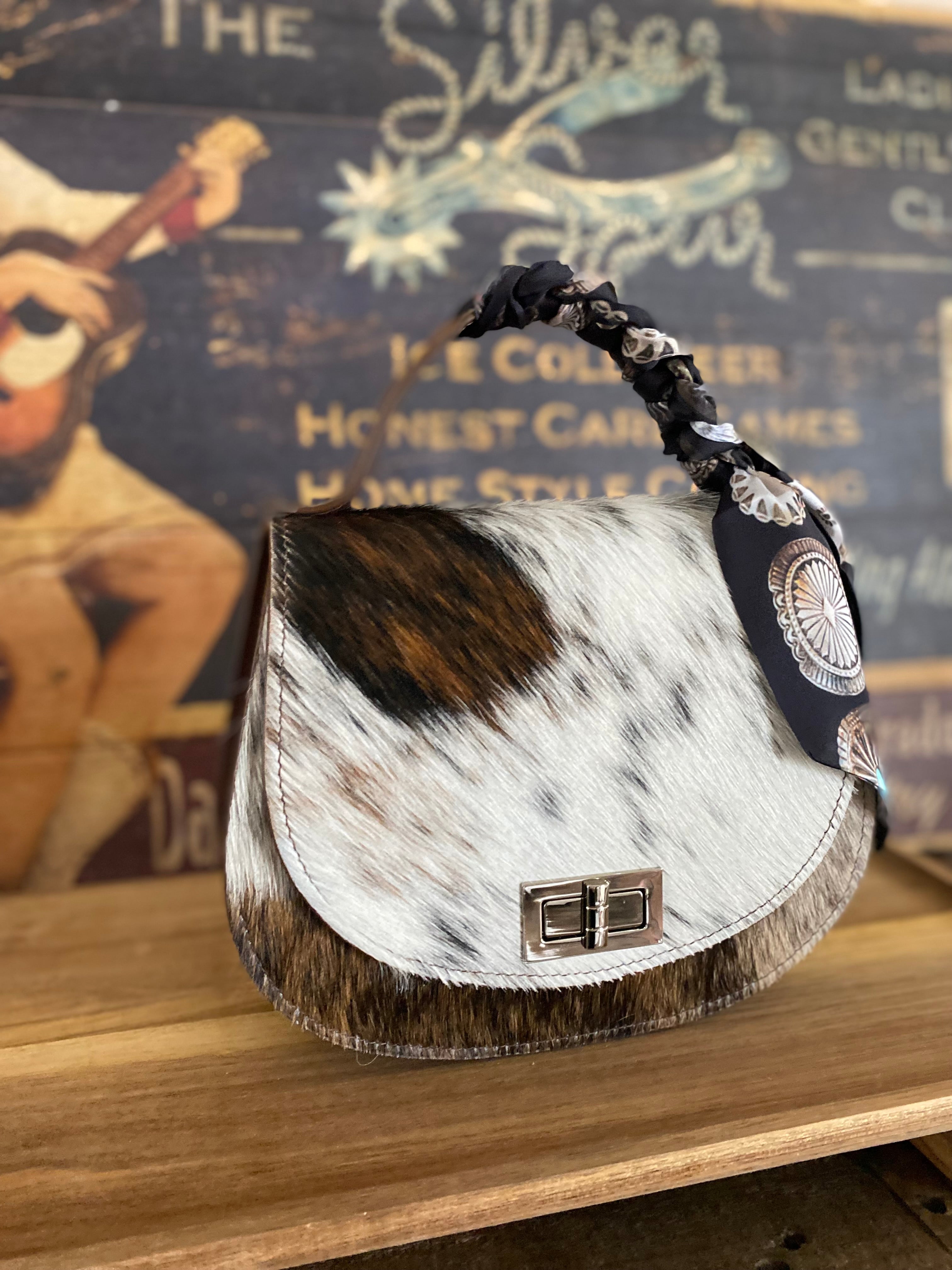 Styled Tricolor Cowhide Pioneer Handbag