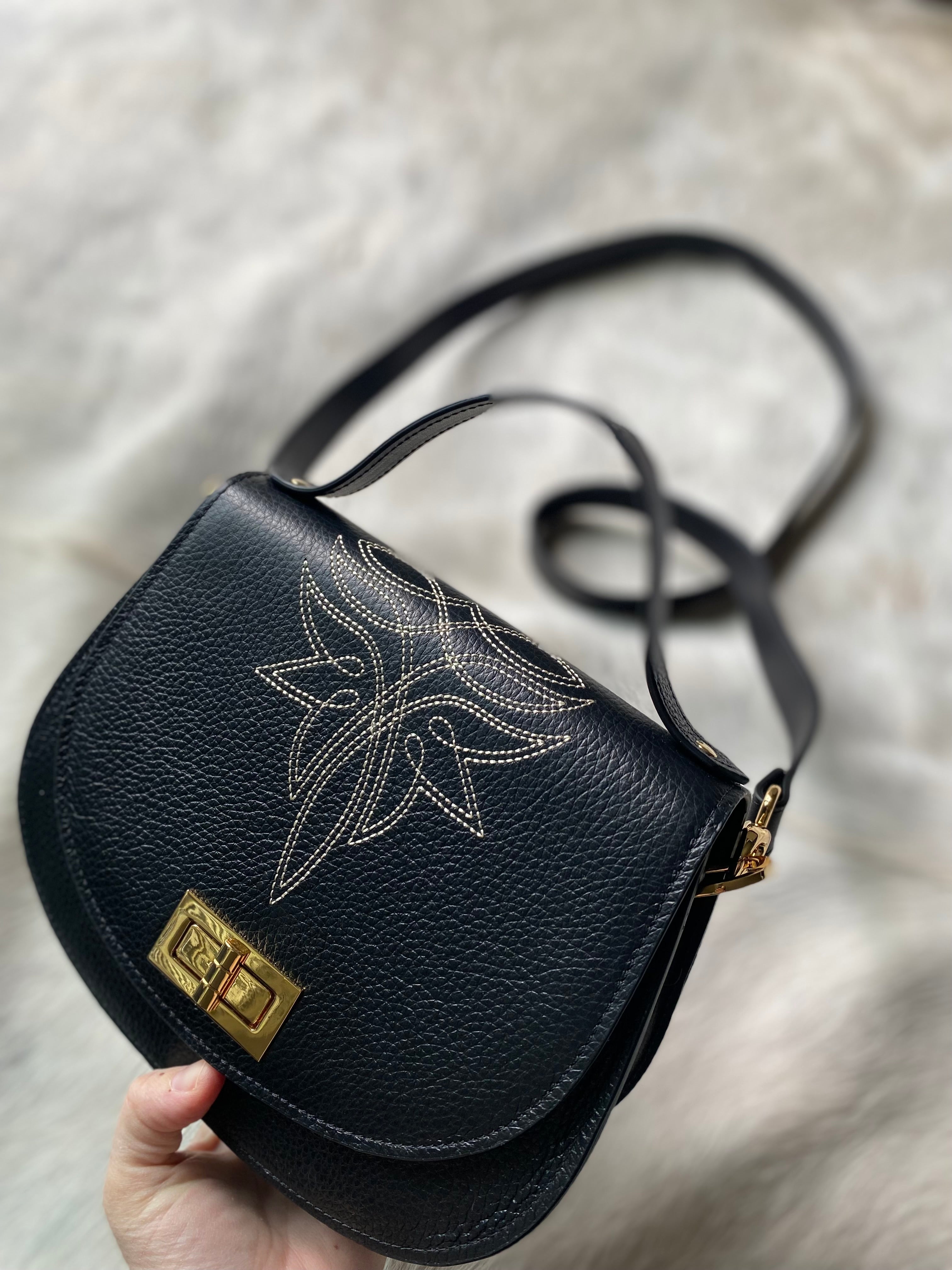 Boot Stitch Pioneer Handbag- Black