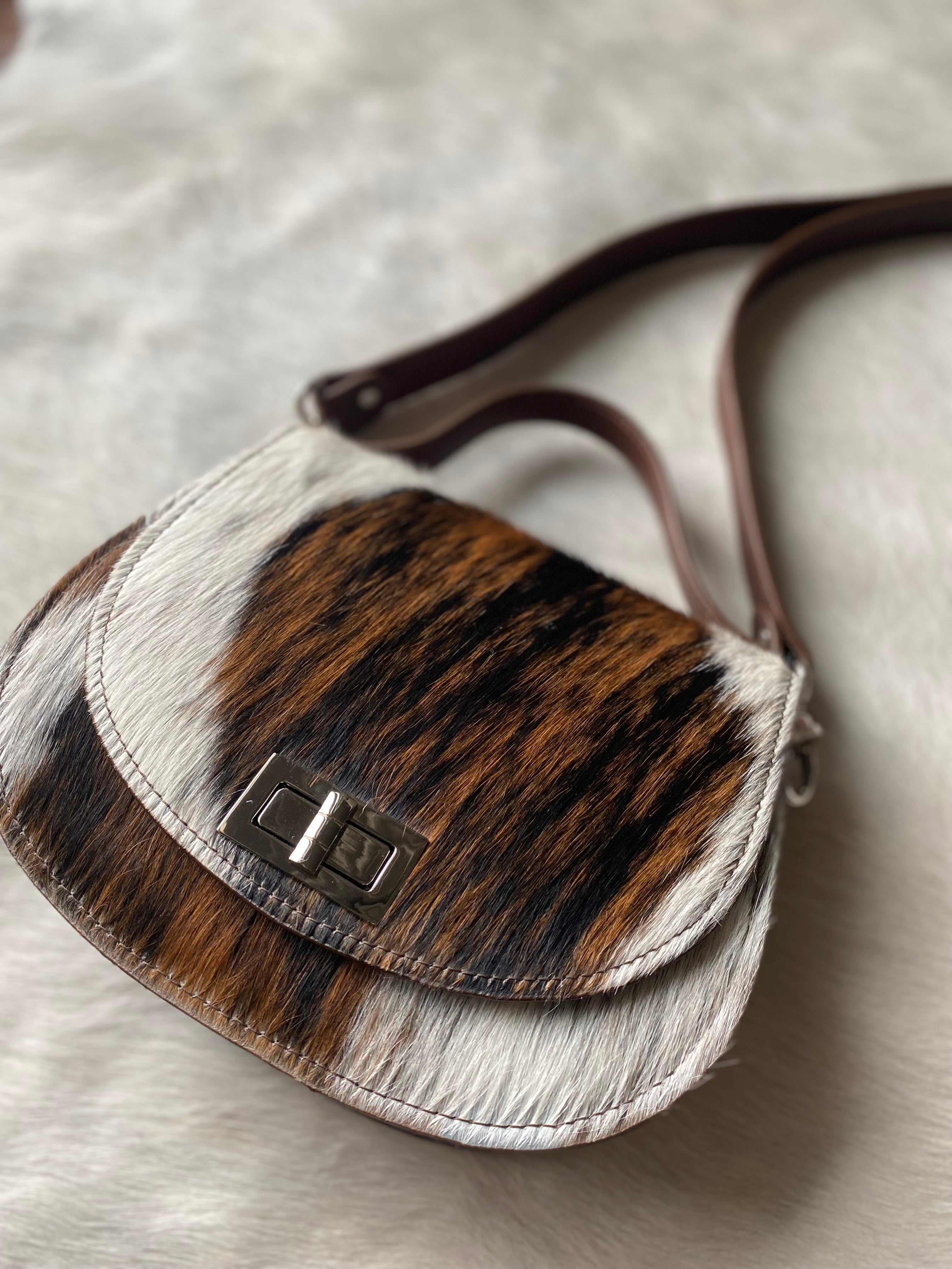 Styled Tricolor Cowhide Pioneer Leather Handbag