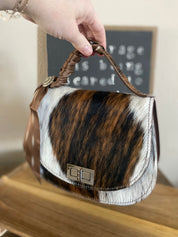 Styled Tricolor Cowhide Pioneer Leather Handbag