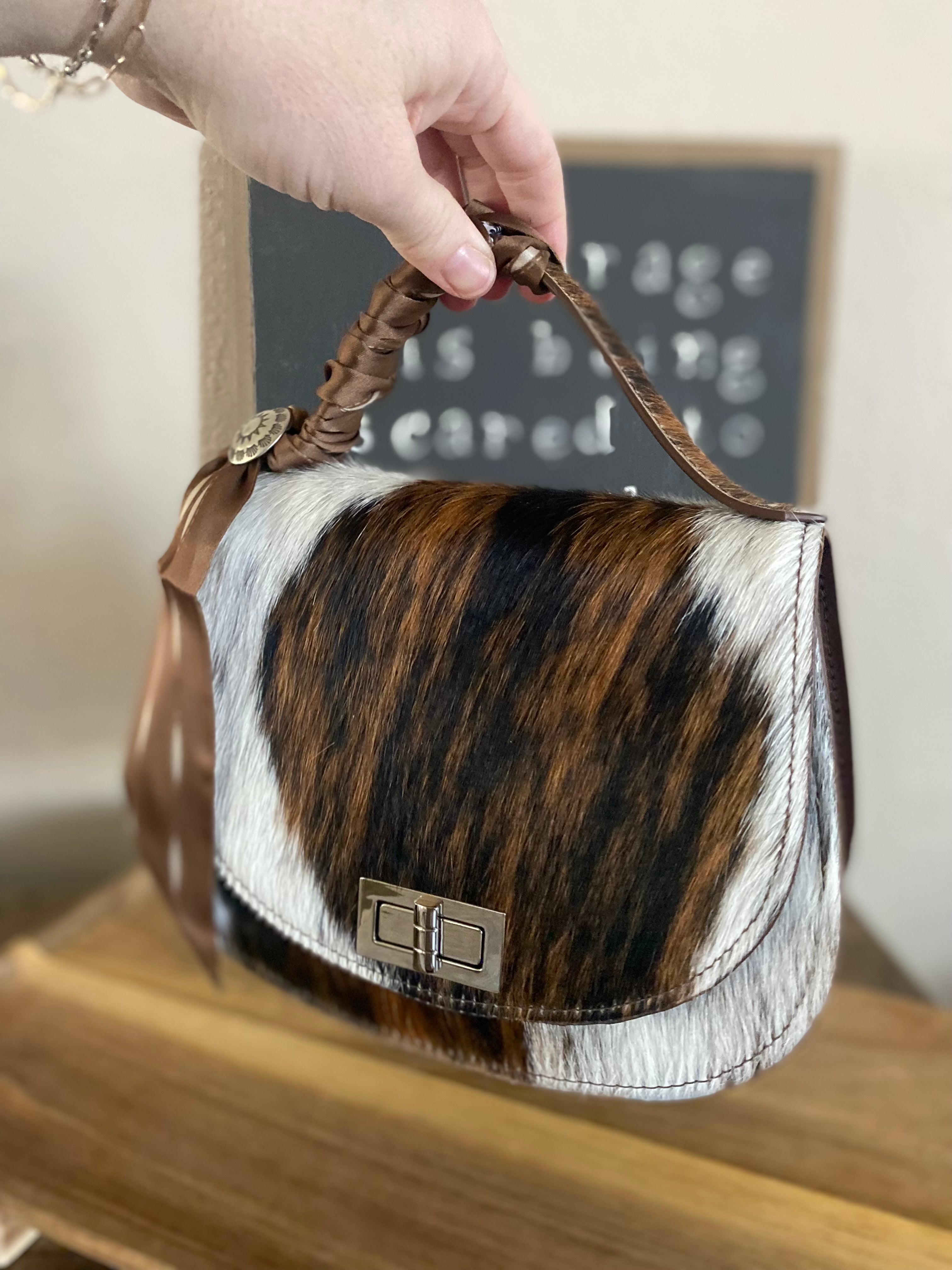 Styled Tricolor Cowhide Pioneer Leather Handbag