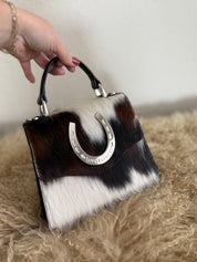 Tricolor Cowhide Lady Luck Horseshoe Handbag