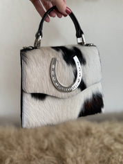 Tricolor Cowhide Horseshoe Handbag