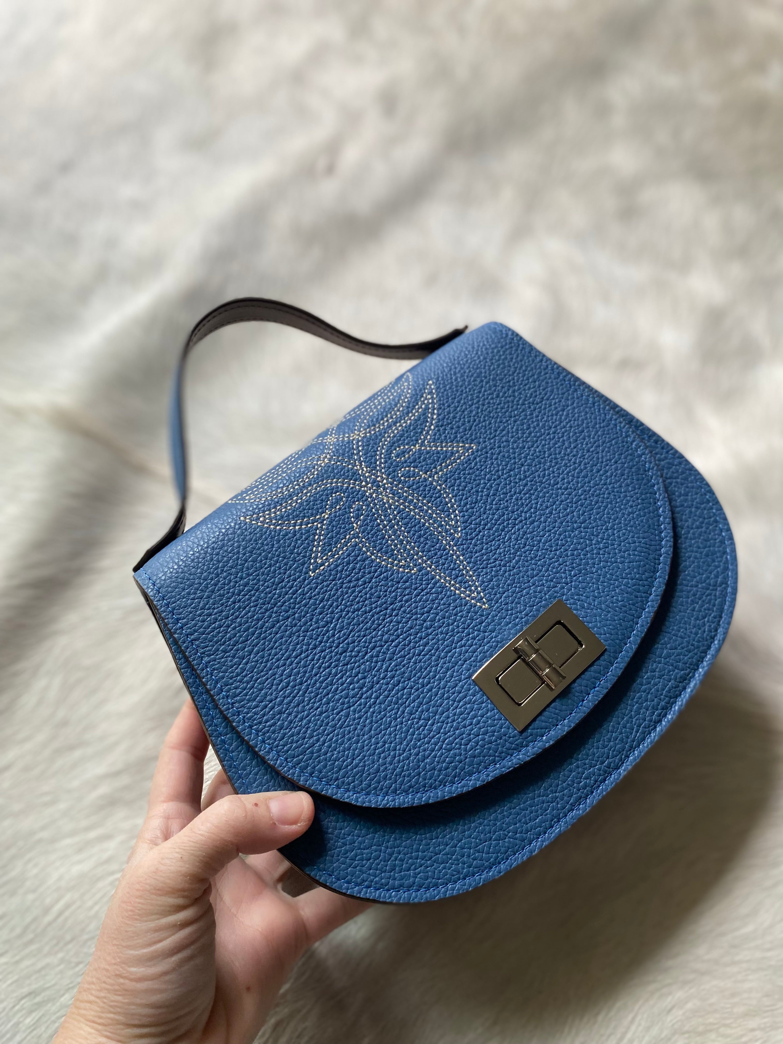 Boot Stitch Pioneer Handbag- Sky Blue
