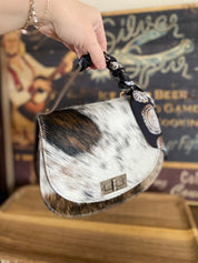 Styled Tricolor Cowhide Pioneer Handbag