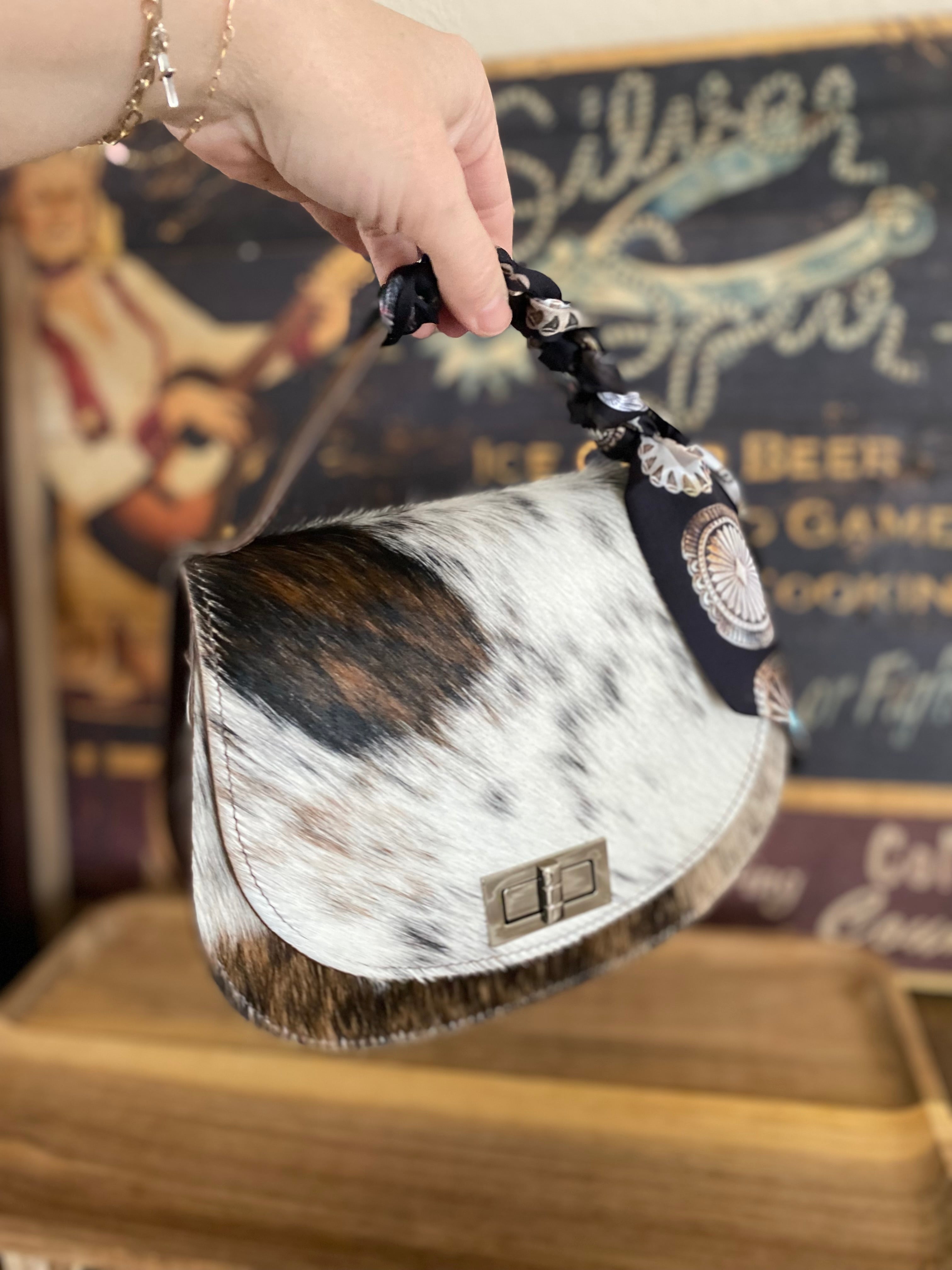 Styled Tricolor Cowhide Pioneer Handbag