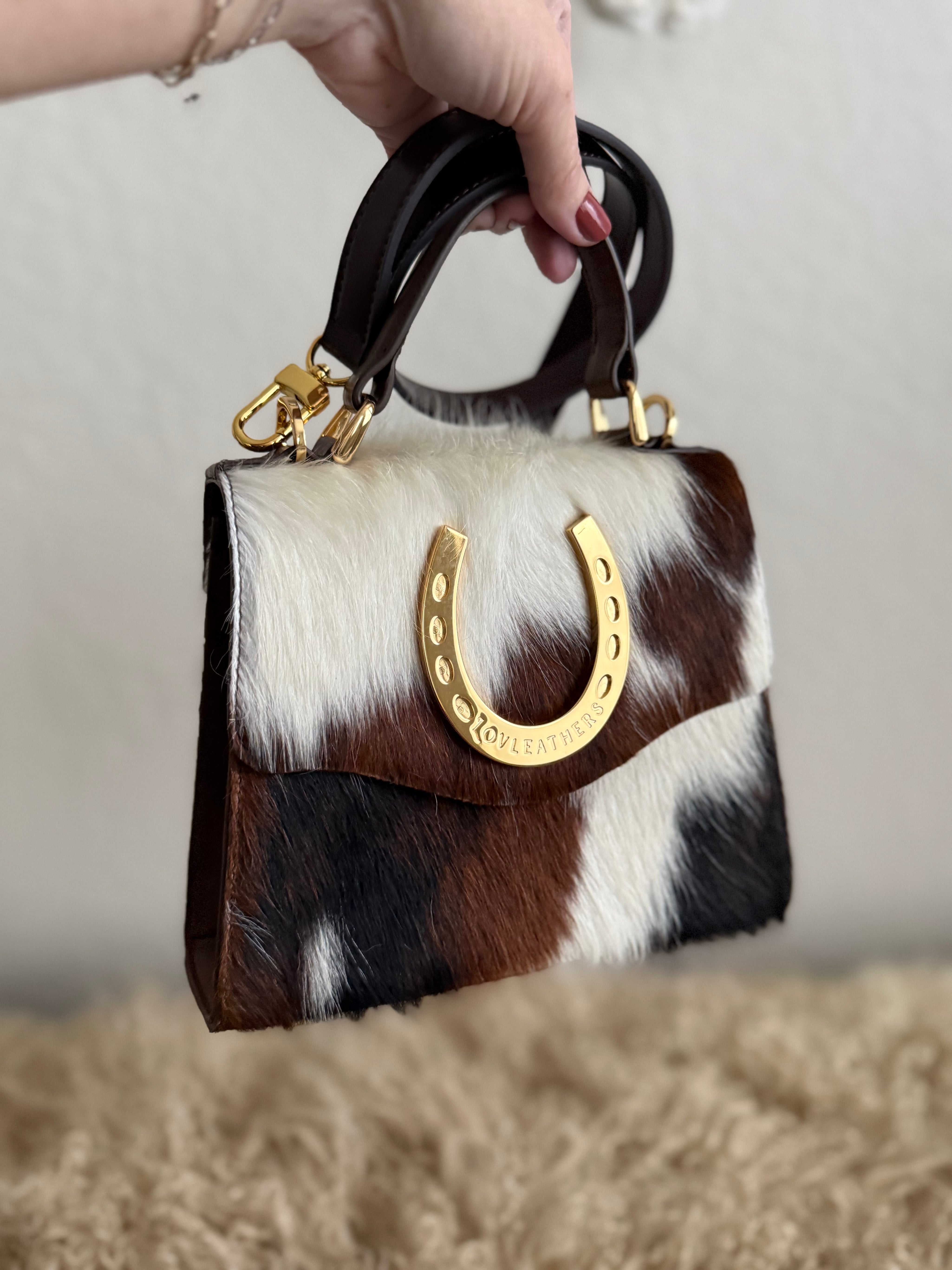 Tricolor Cowhide Lady Luck Handbag
