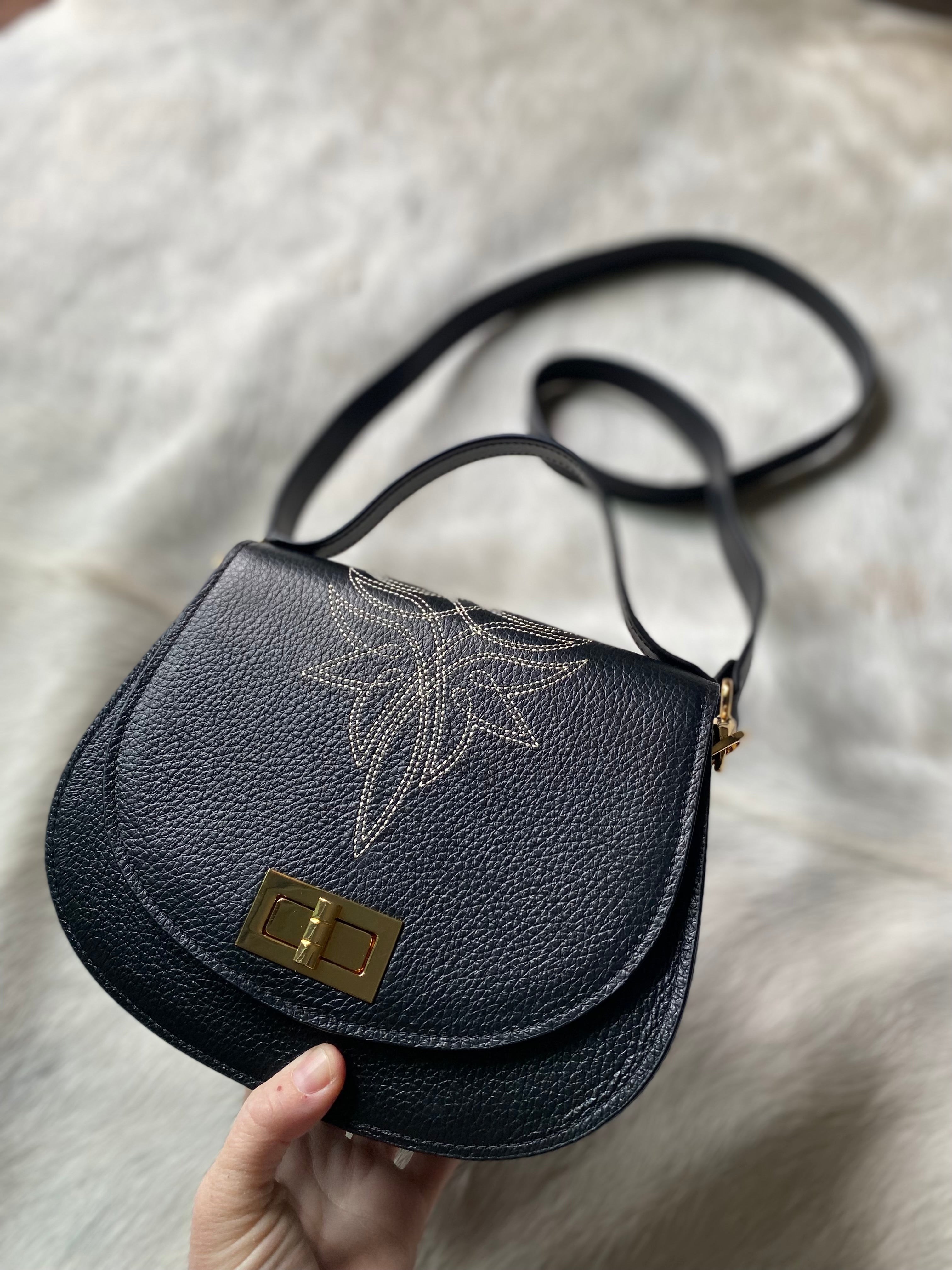 Boot Stitch Pioneer Handbag- Black