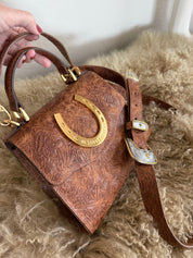 Cognac Lady Luck Horseshoe Handbag