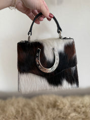 Tricolor Cowhide Lady Luck Horseshoe Handbag