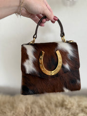 Tricolor Cowhide Lady Luck Horseshoe Handbag