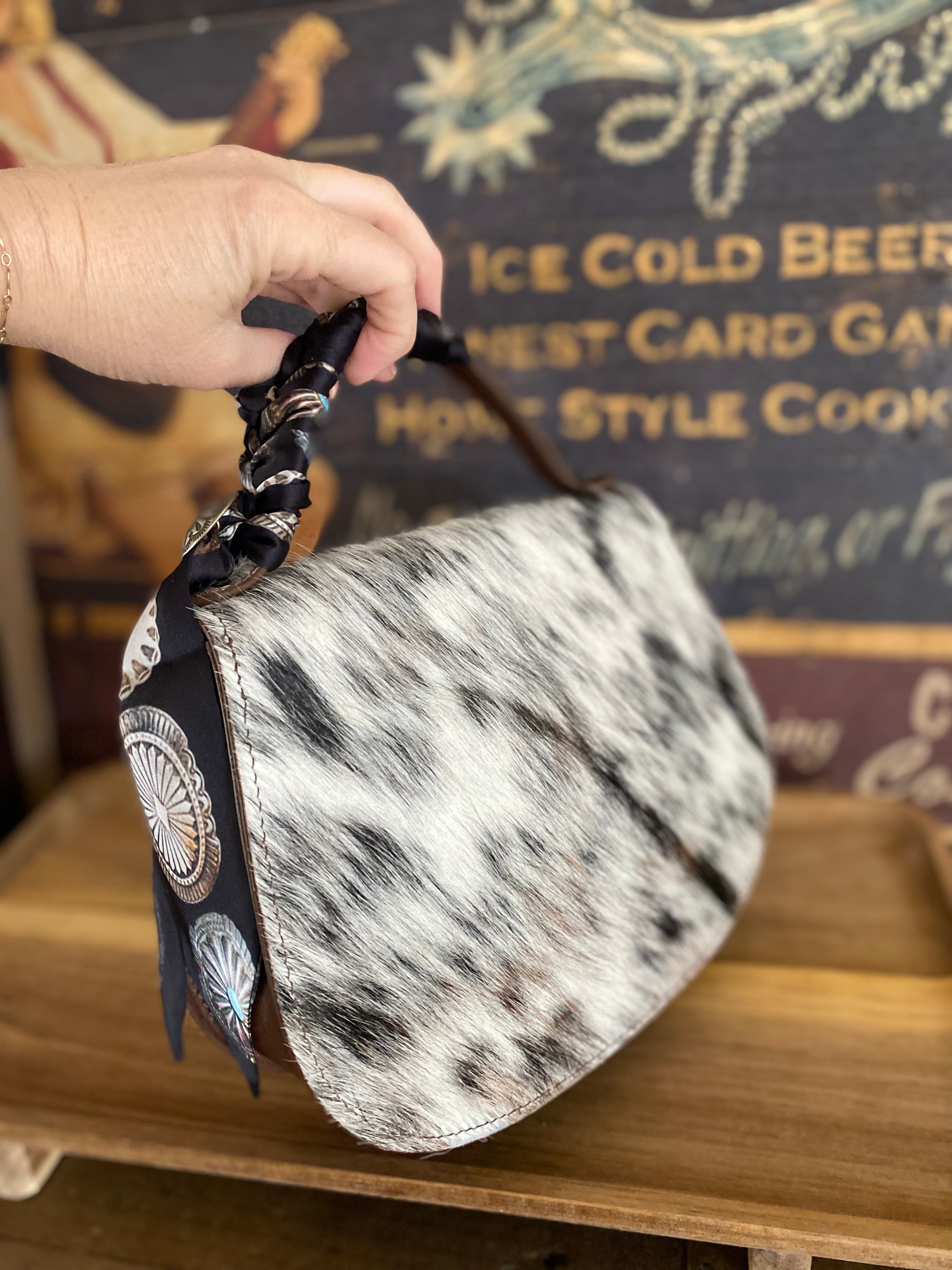 Styled Tricolor Cowhide Pioneer Handbag