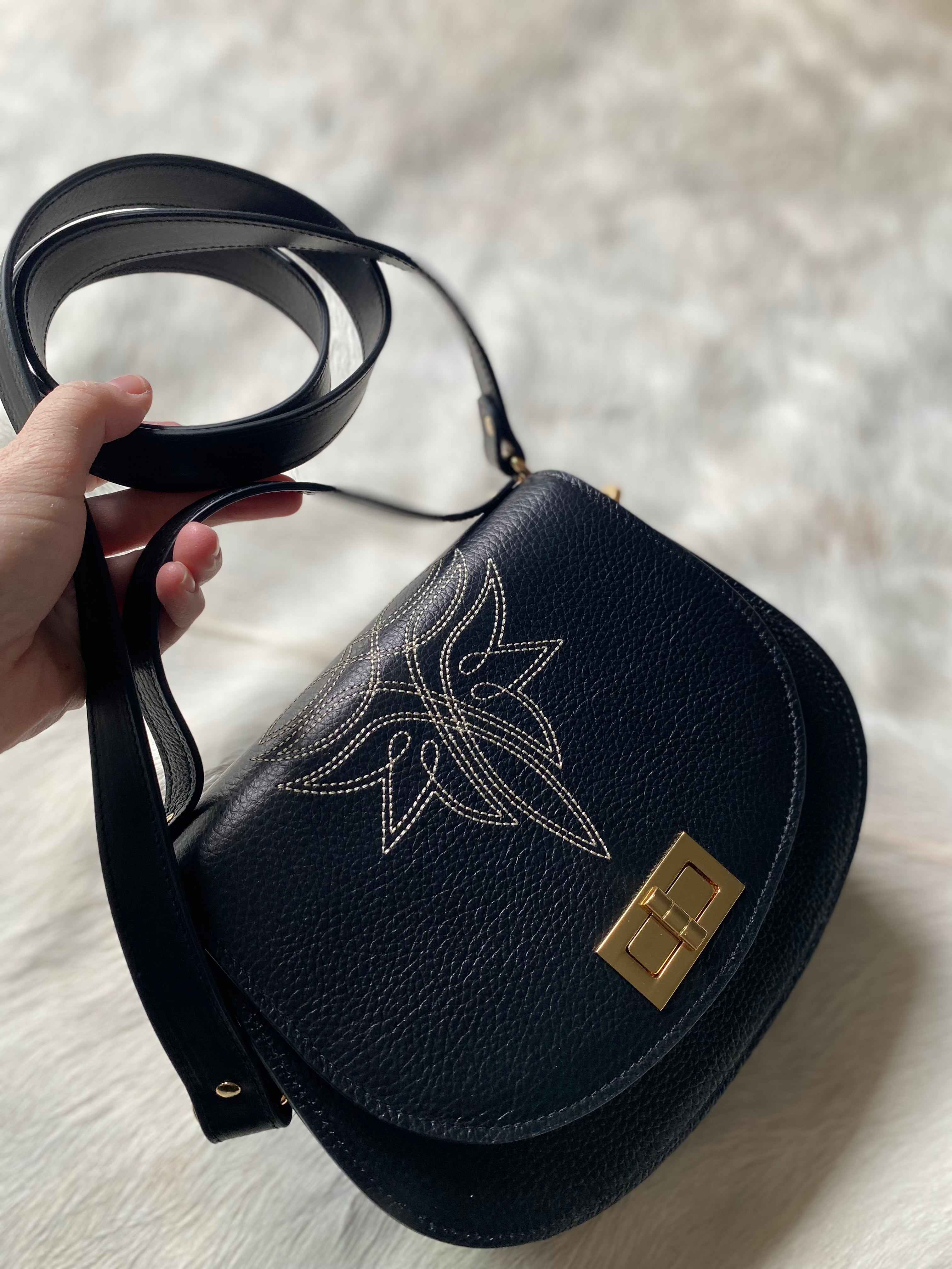 Boot Stitch Pioneer Handbag- Black