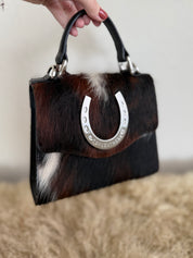 Tricolor Cowhide Lady Luck Horseshoe Handbag