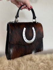 Tricolor Cowhide Horseshoe Handbag