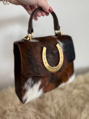 Tricolor Cowhide Lady Luck Horseshoe Handbag