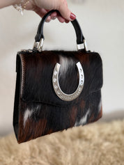 Tricolor Cowhide Lady Luck Horseshoe Handbag