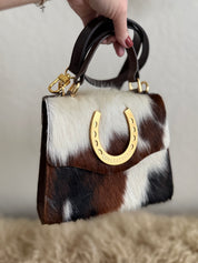Tricolor Cowhide Lady Luck Handbag