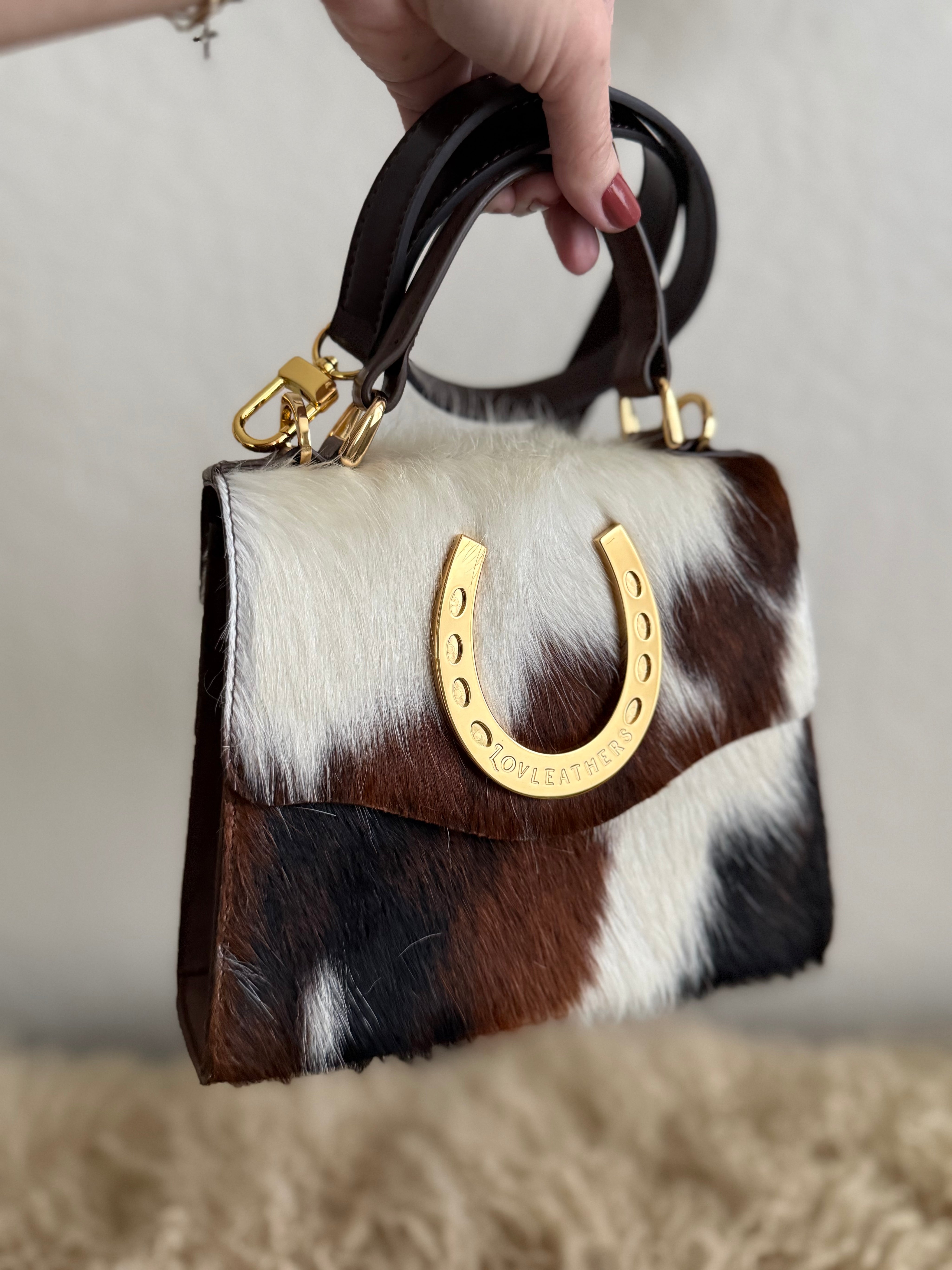 Tricolor Cowhide Lady Luck Handbag