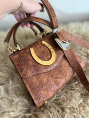 Cognac Lady Luck Horseshoe Handbag