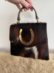 Tricolor Cowhide Lady Luck Horseshoe Handbag