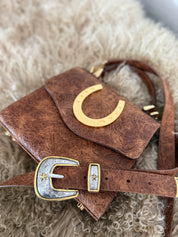 Cognac Lady Luck Horseshoe Handbag