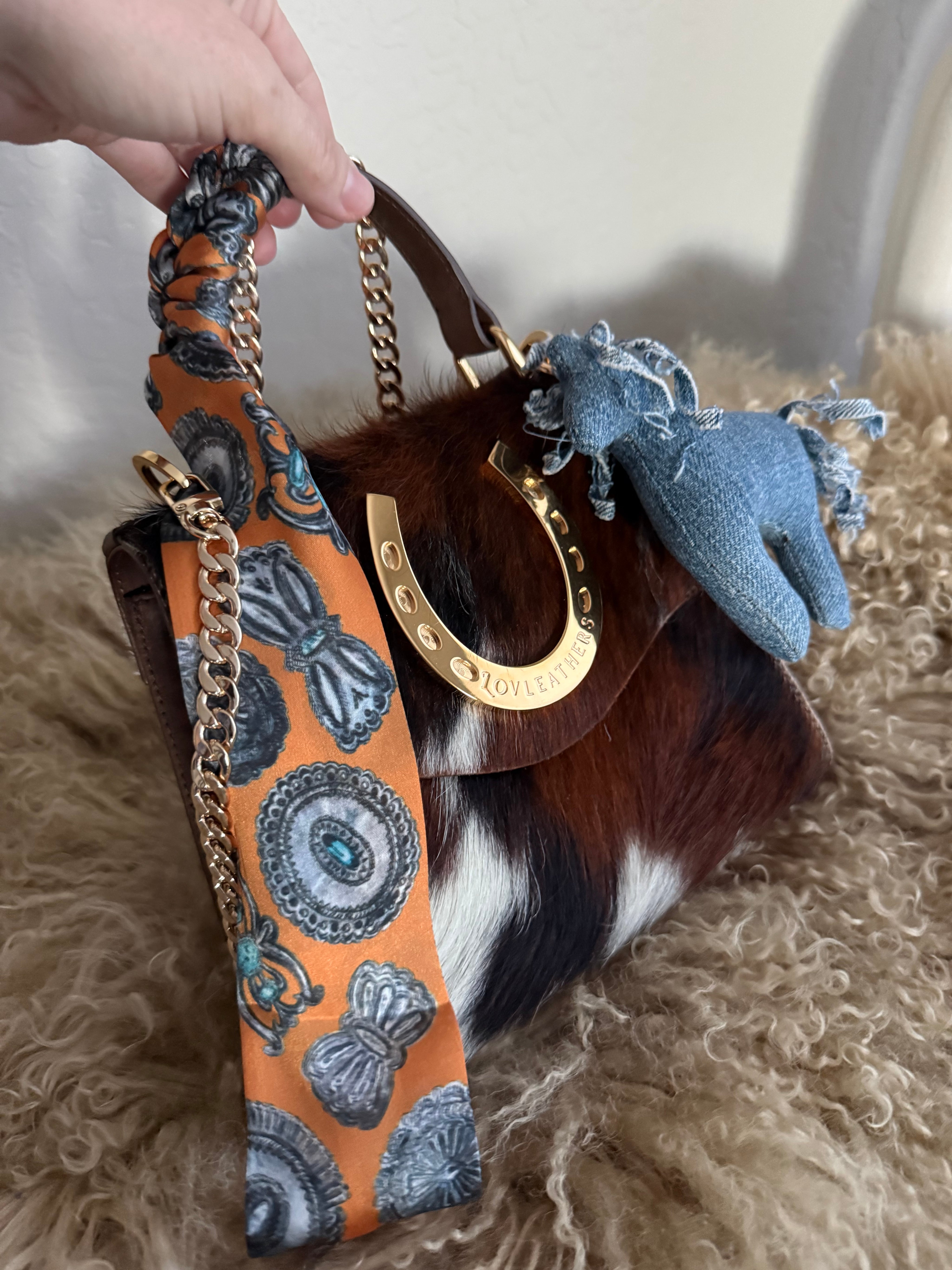 Styled Tricolor Horseshoe Handbag