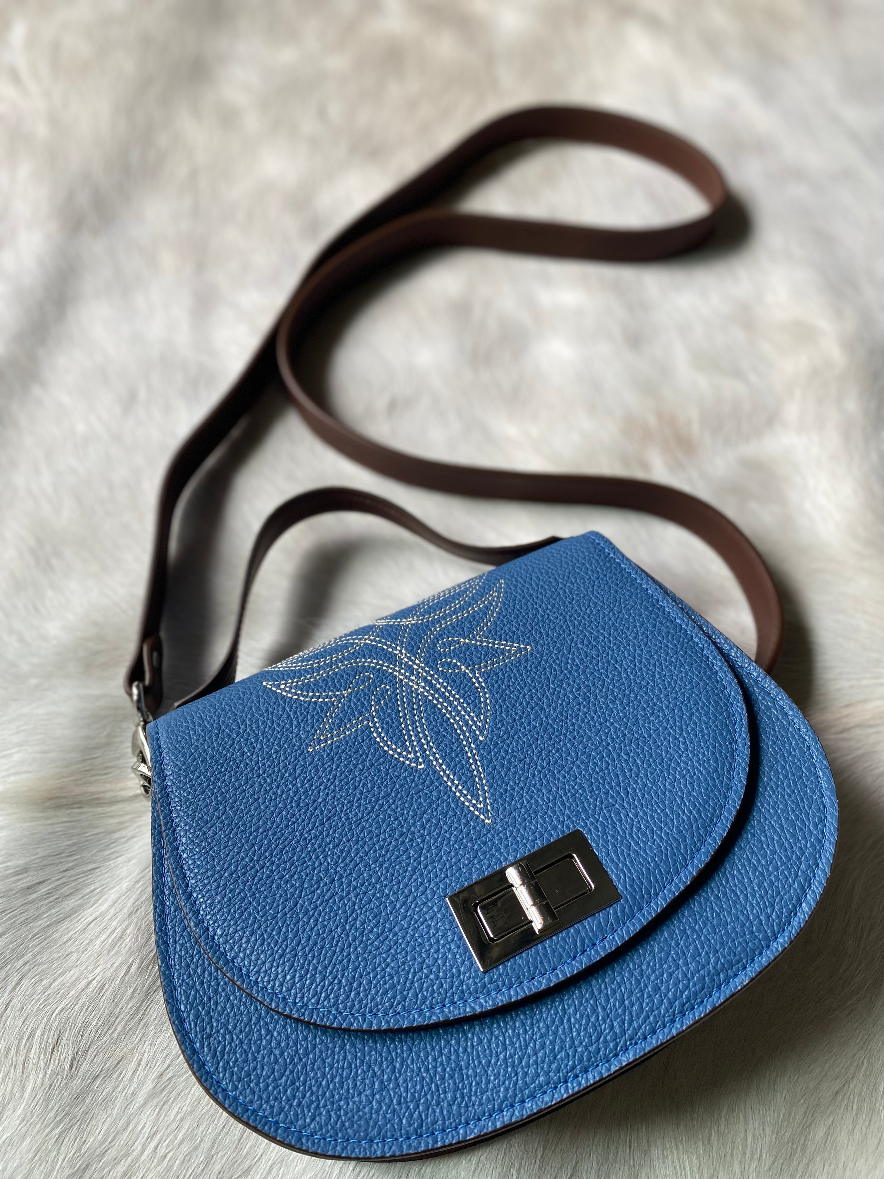 Boot Stitch Pioneer Handbag- Sky Blue