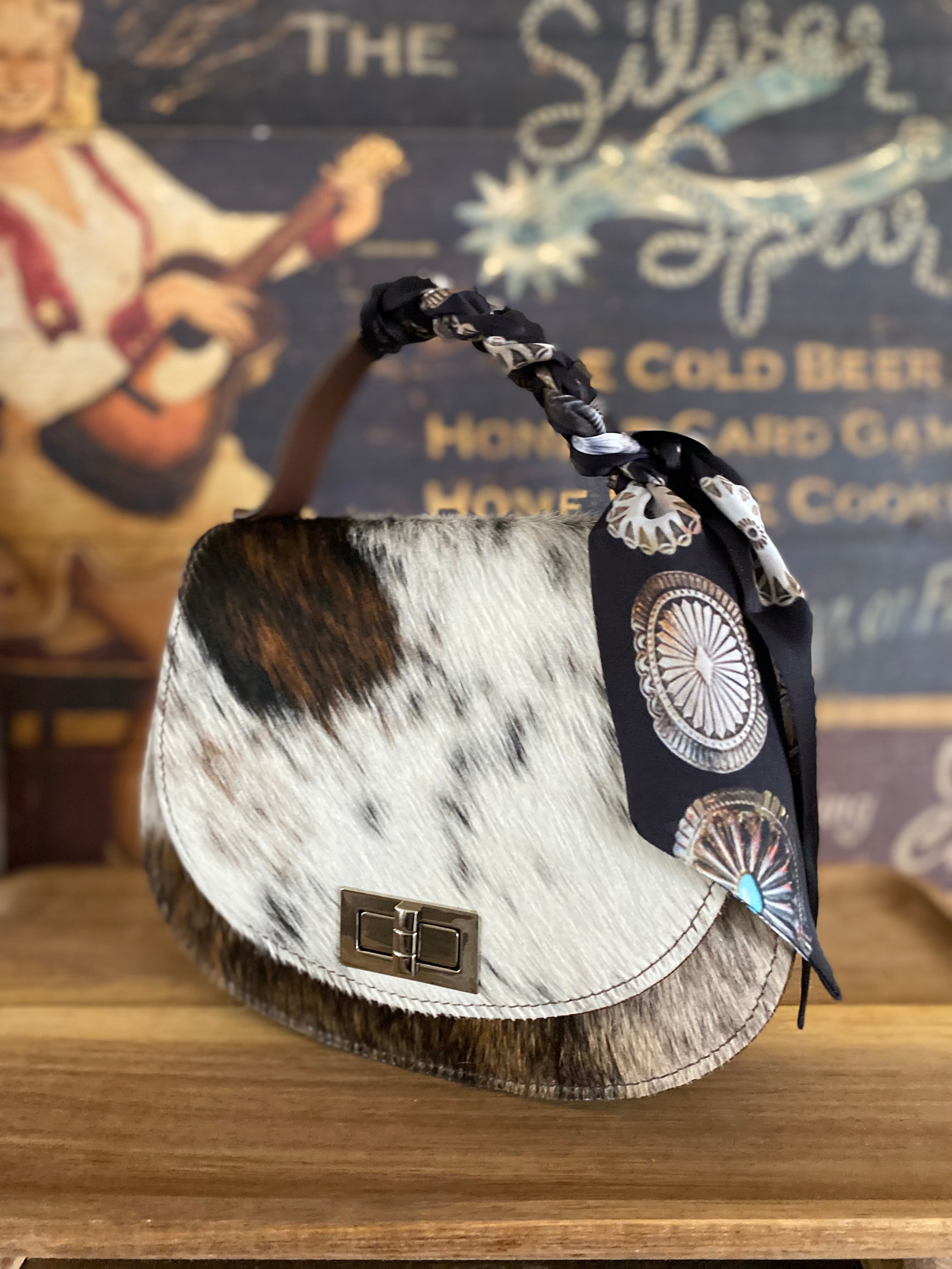 Styled Tricolor Cowhide Pioneer Handbag