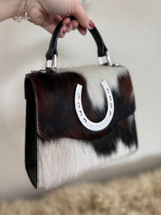 Tricolor Cowhide Lady Luck Horseshoe Handbag