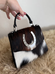 Tricolor Cowhide Lady Luck Horseshoe Handbag