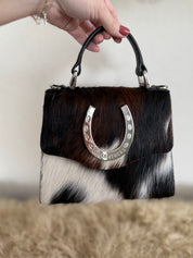 Tricolor Cowhide Lady Luck Horseshoe Handbag