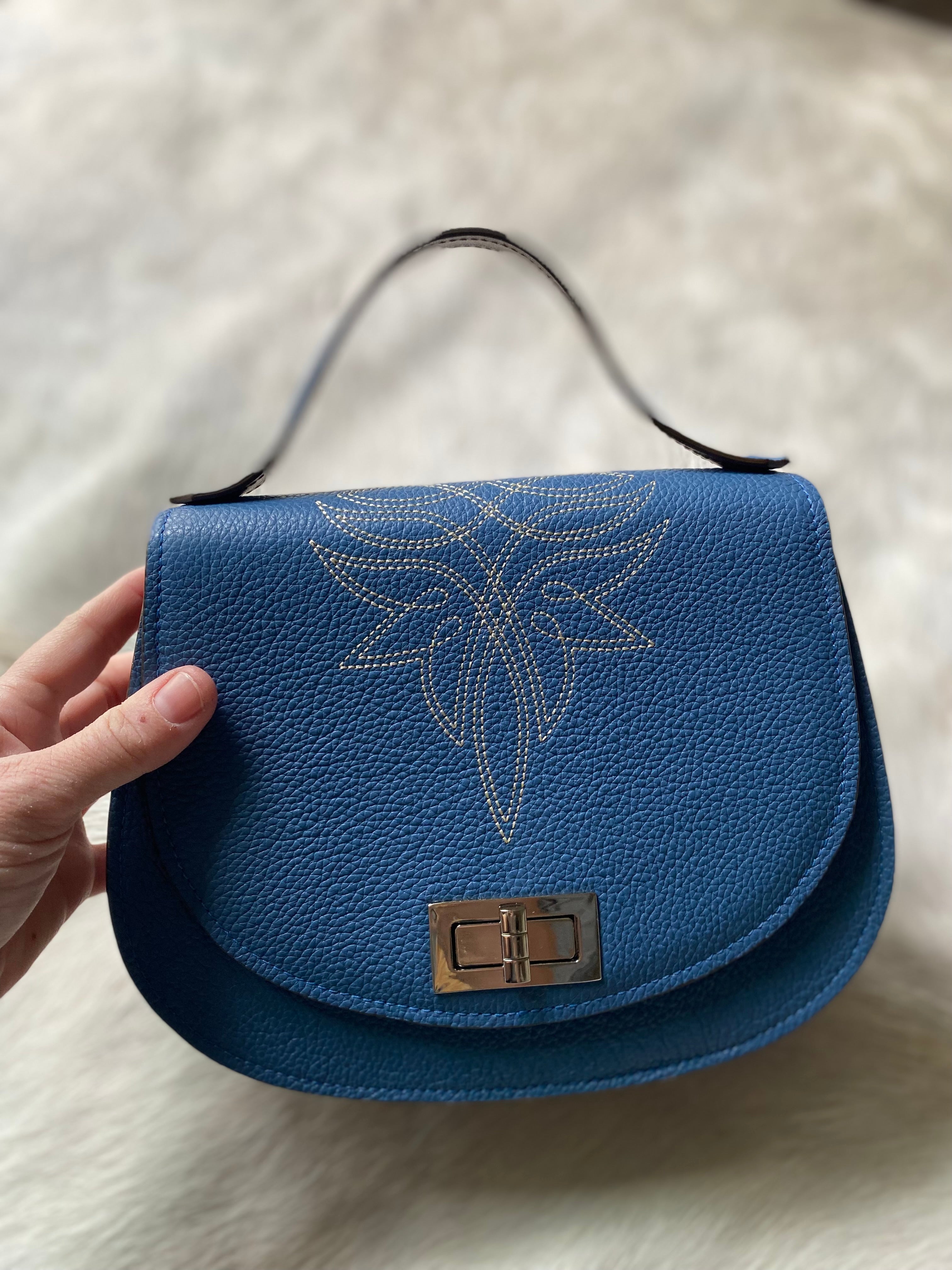 Boot Stitch Pioneer Handbag- Sky Blue