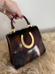 Tricolor Cowhide Lady Luck Horseshoe Handbag
