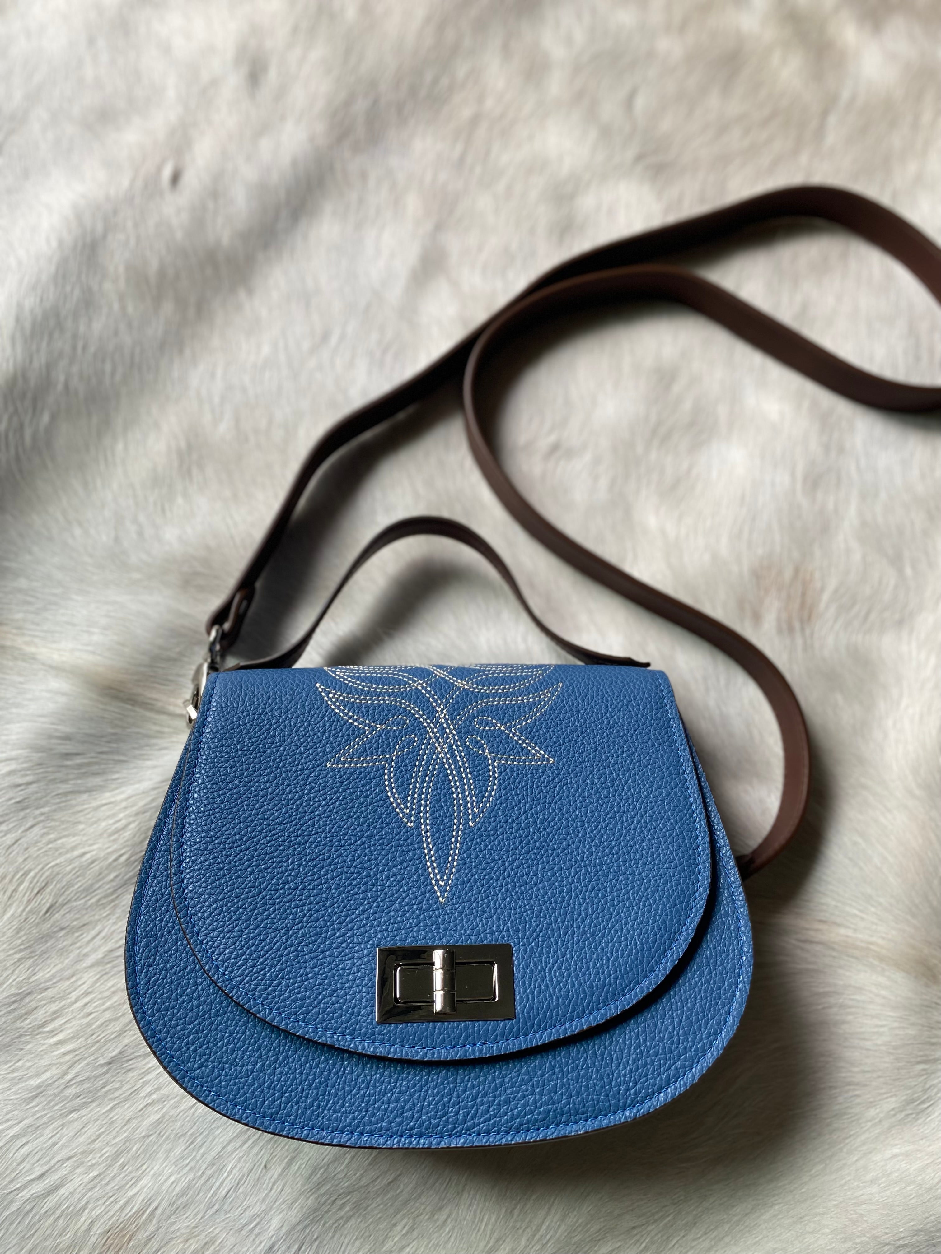 Boot Stitch Pioneer Handbag- Sky Blue