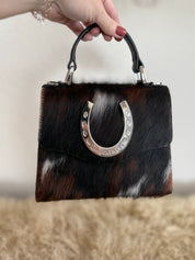 Tricolor Cowhide Lady Luck Horseshoe Handbag