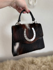 Tricolor Cowhide Lady Luck Horseshoe Handbag