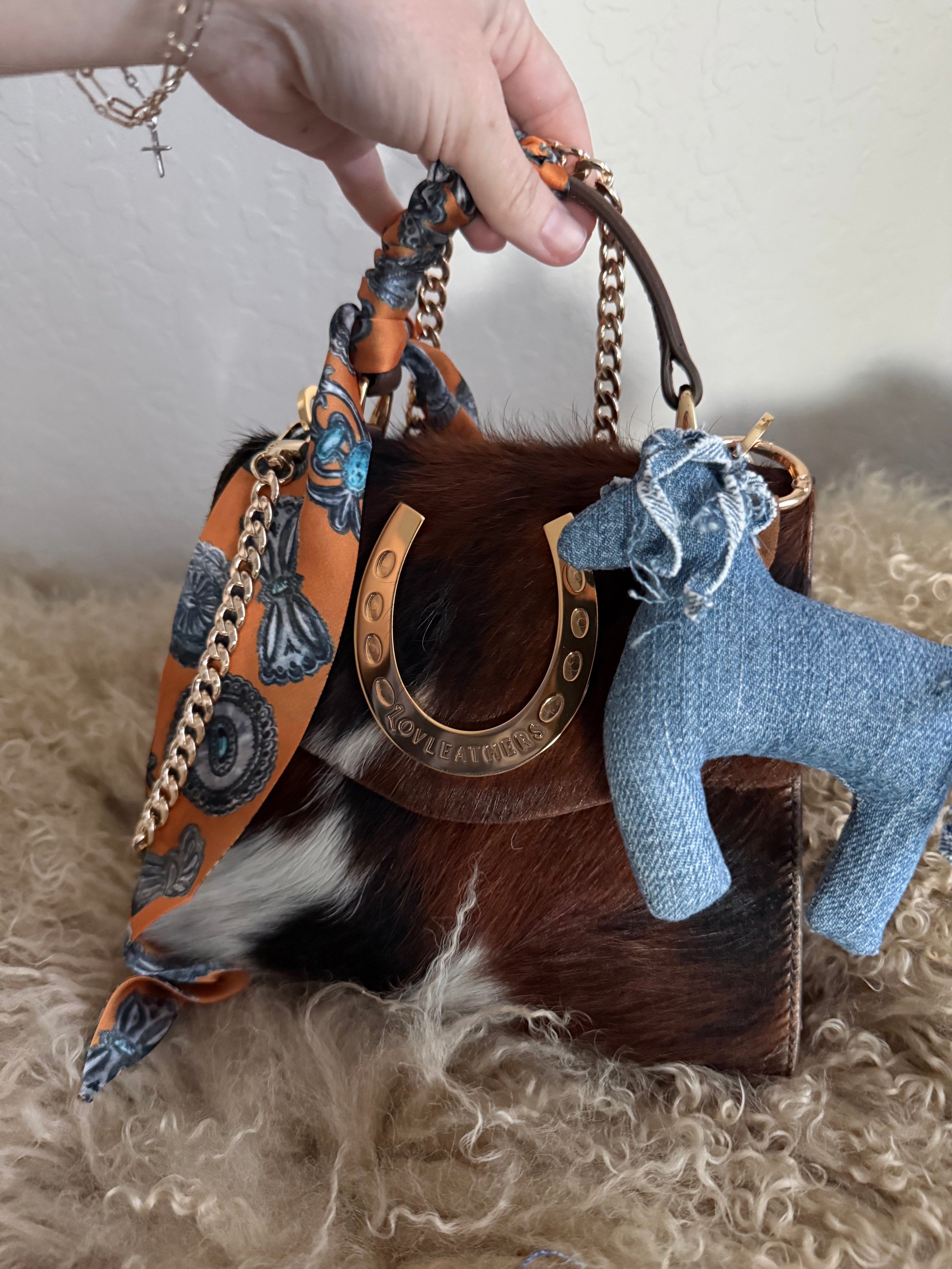 Styled Tricolor Horseshoe Handbag